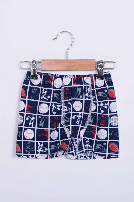 TUTKU - Tutku Elestane Printed Patterned Boy Boxer | Navy Blue