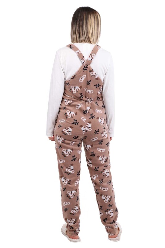 Arcan Koala Patterned Fleece Overalls 1805-2 | Brown - Thumbnail