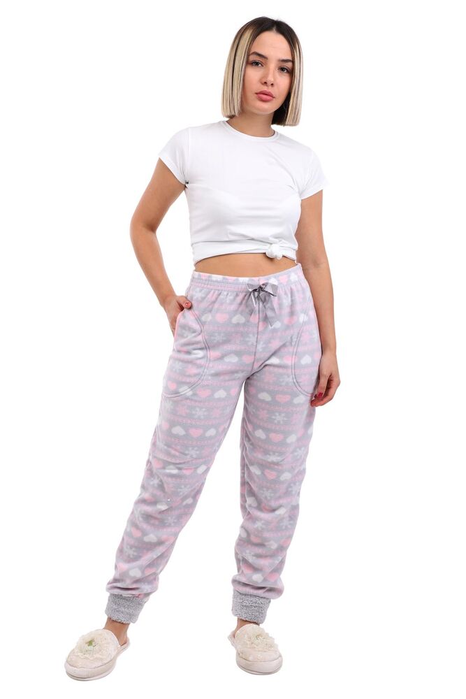 Arcan Kalp Desenli Polar Pijama Altı | Gri