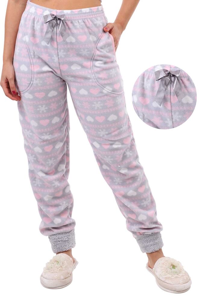 Arcan Kalp Desenli Polar Pijama Altı | Gri