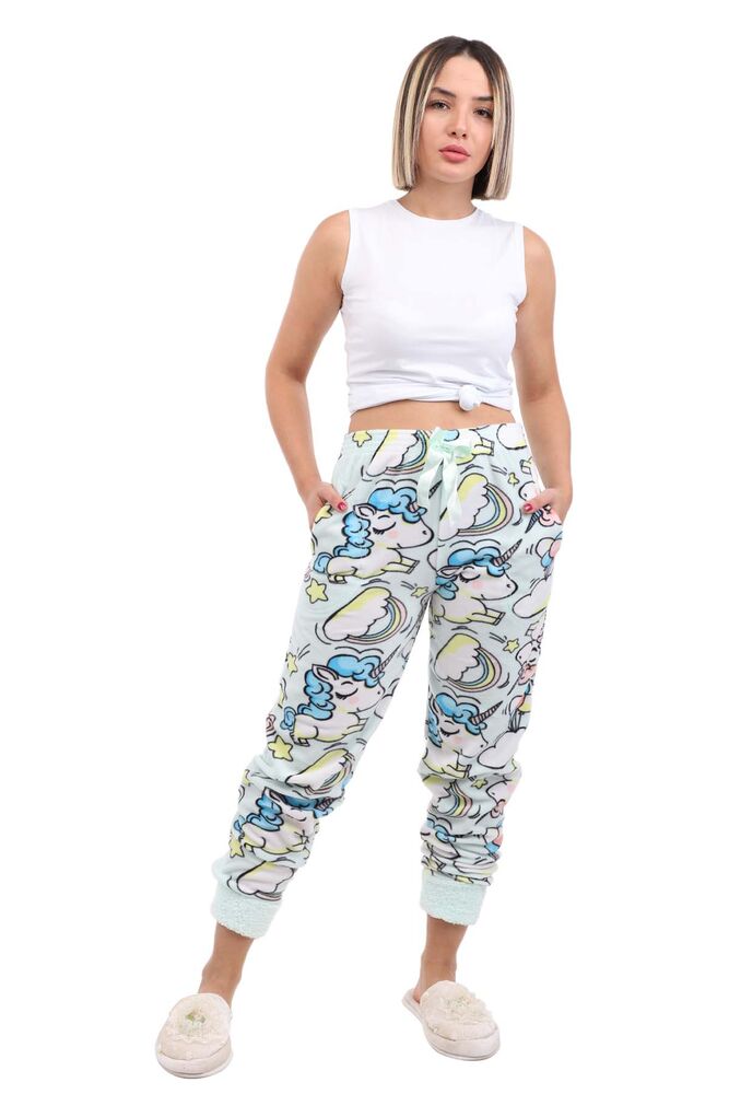 Arcan Unicorn Baskılı Polar Pijama Altı | Su Yeşili