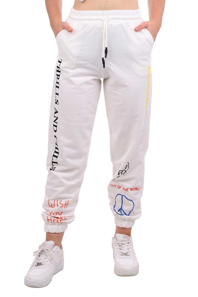 Patterned Woman Sweatpants | Cream