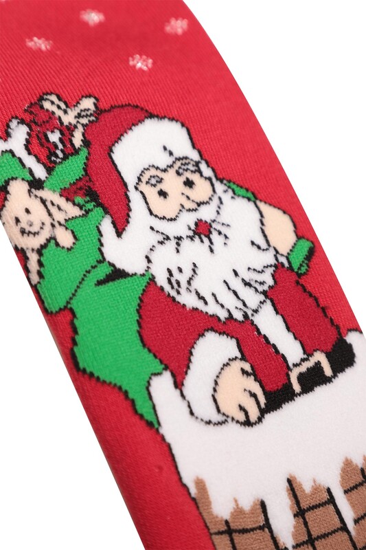Dündar Kadın Yılbaşı Çorabı 8504 | kırmızı yeşil - Thumbnail