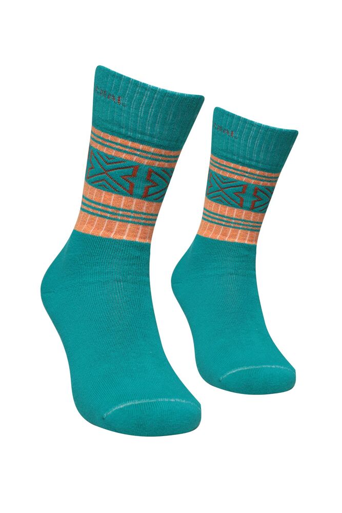 Roff Desenli Kadın Havlu Çorap 25202 | Petrol