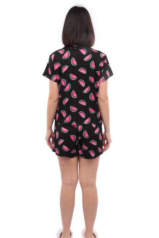 Arcan Watermelon Printed Short Sleeved Pajama Set 3 Pack 80119-3 | Black - Thumbnail
