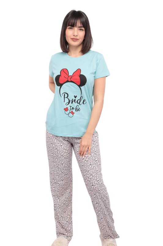 Calimera Printed Short Sleeved Pajama Set | Turquois - Thumbnail