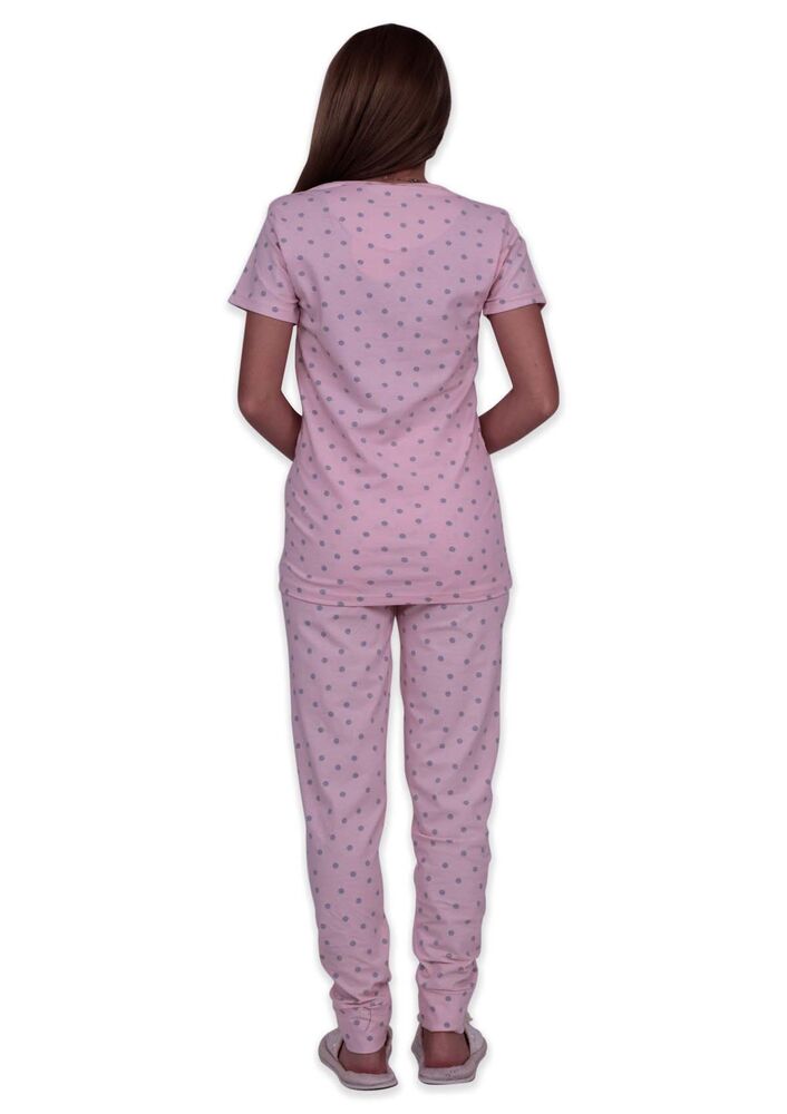 Sude Bunny Printed Spotted Woman Pajama Set | Pink