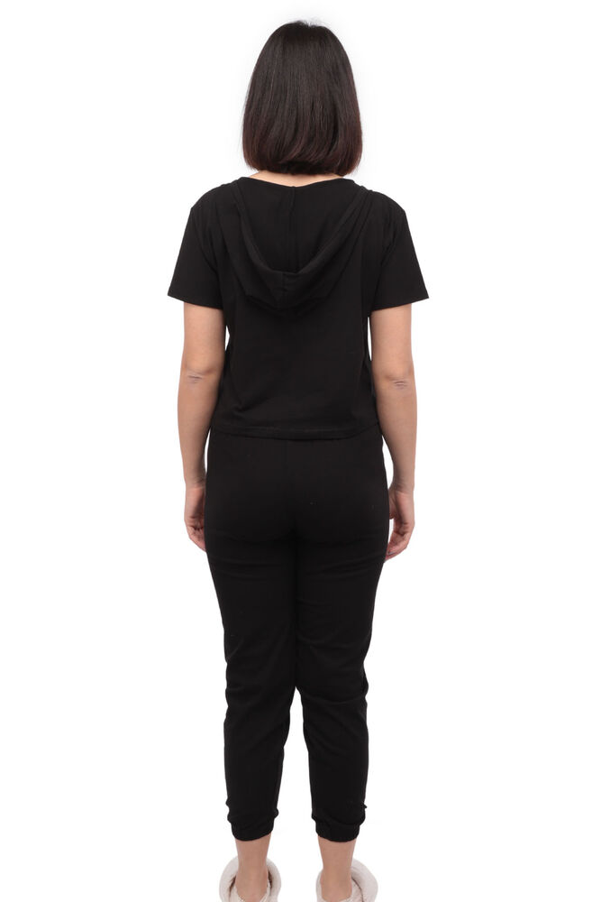 Sude Short Sleeved Hooded Pajama Set 2015 | Black