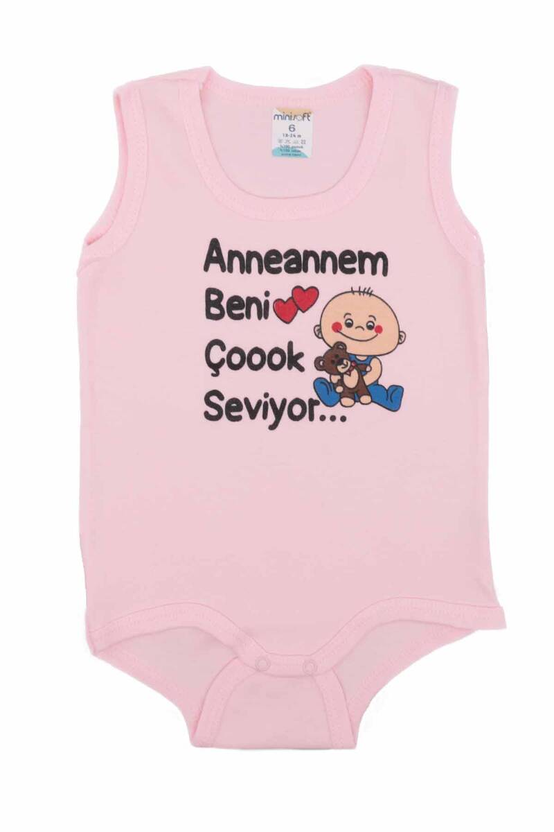 Anneannem Beni Çok Seviyor Baskılı Bebek Zıbın | Pembe